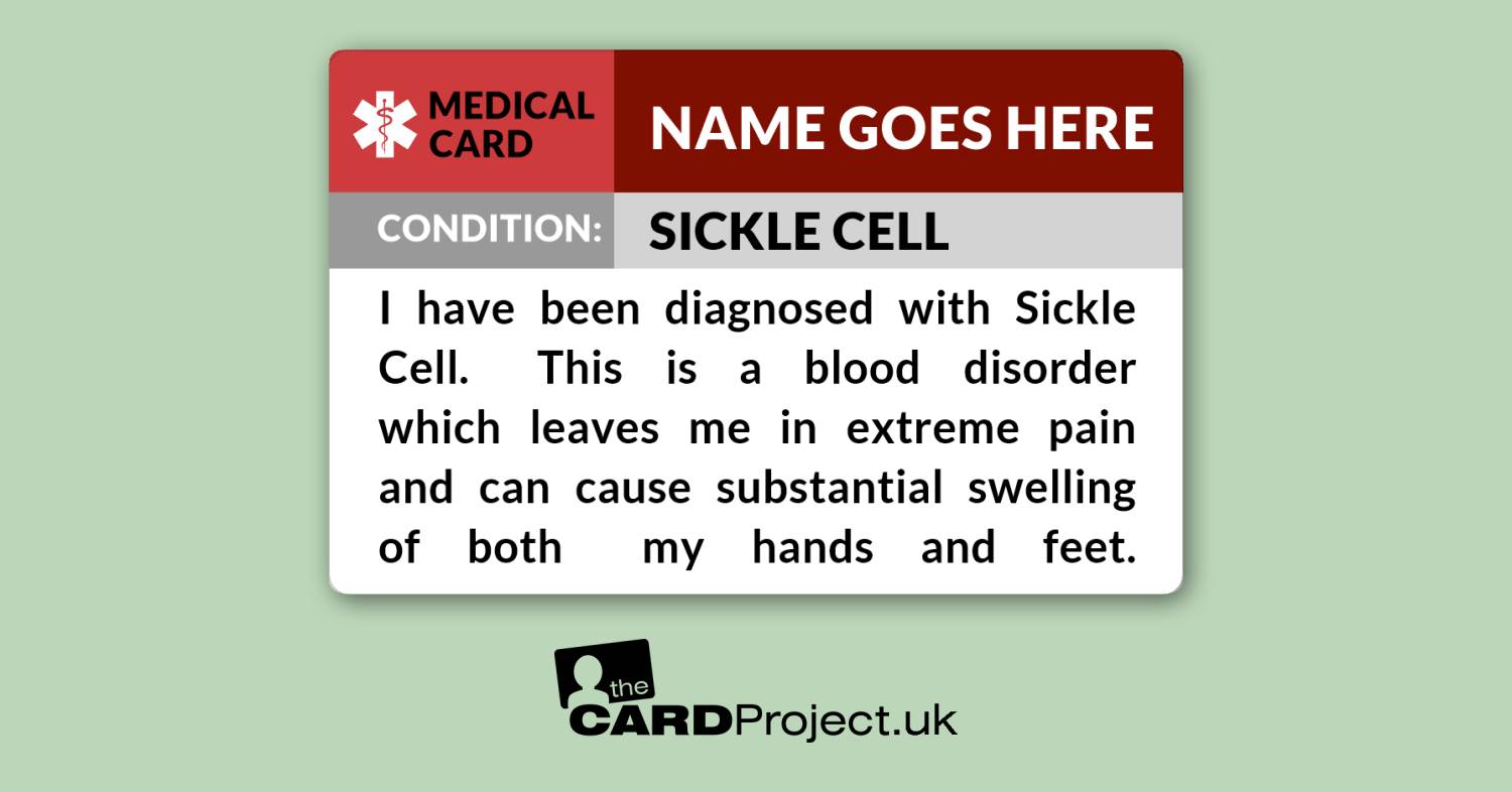 Sickle Cell Awareness Medical ID Alert Card  (FRONT)